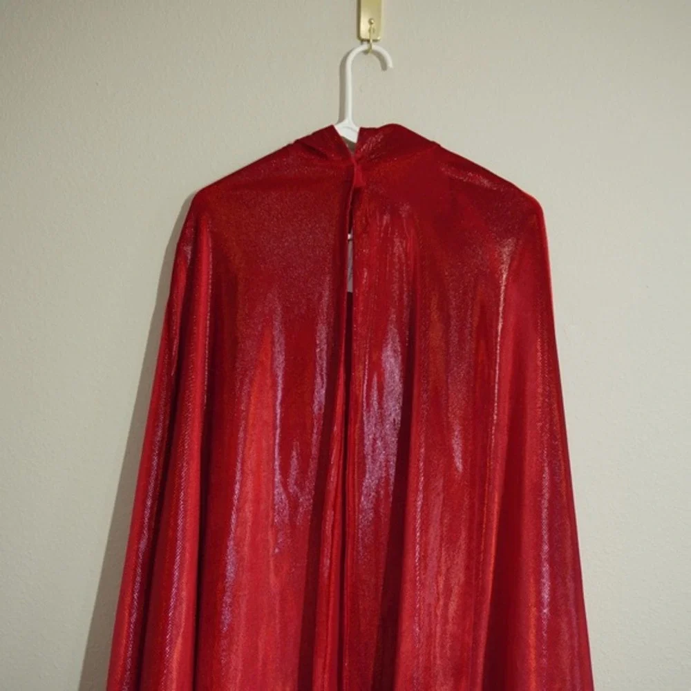 Girls Red Sparkle Capes Cloak Girl Princess Costume Dress Up Party Costumes Hood